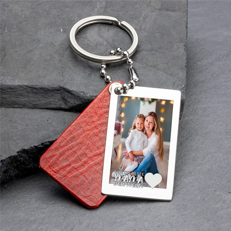 Für die beste Mama der Welt - Fotogravur Schlüsselanhänger Leder | Muttertag Geschenk