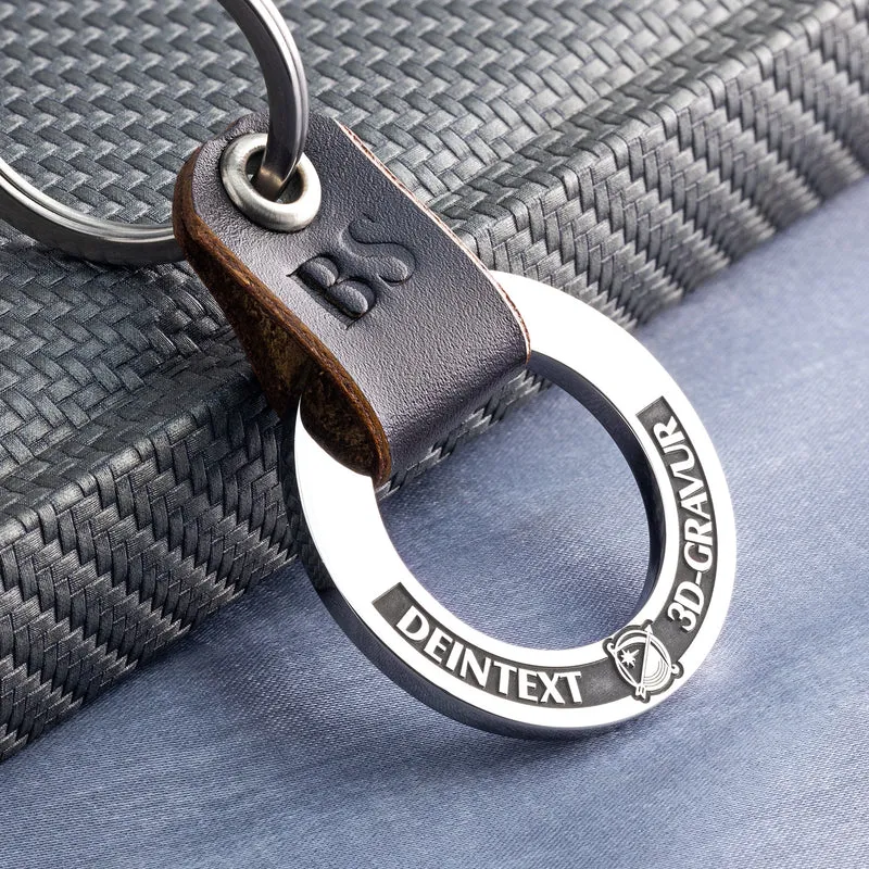 Personalisierter Schlüsselanhänger Sternzeichen Schütze mit 3D Gravur und Leder