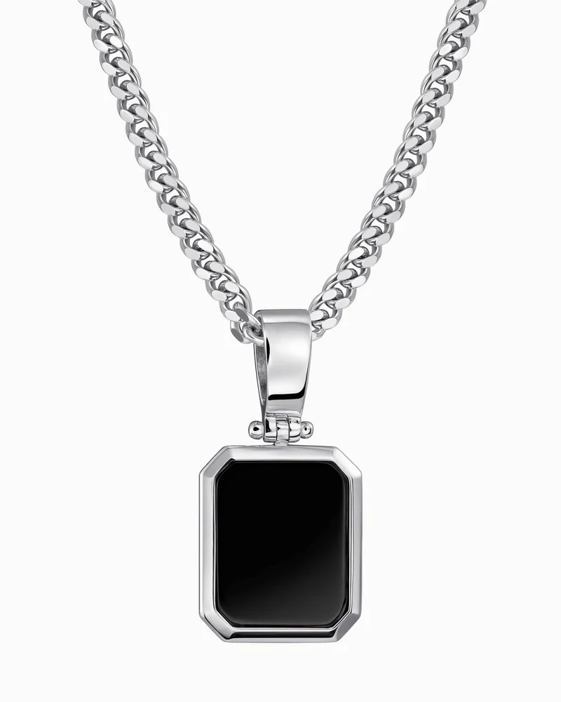 Onyx Oktagon Gravurplatte Halskette