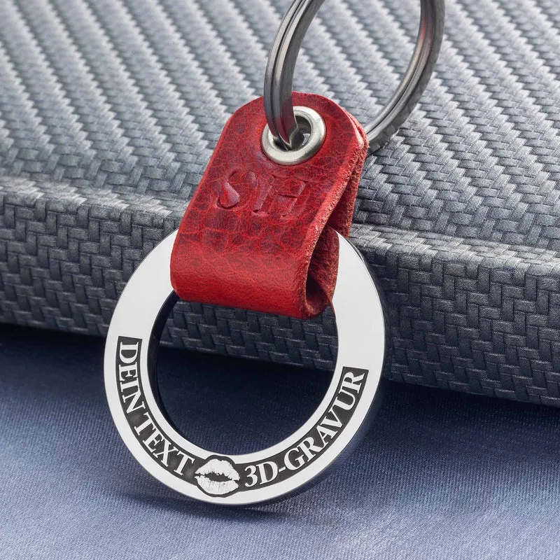 Personalisierter Schlüsselanhänger mit Kuss-Symbol und 3D-Gravur