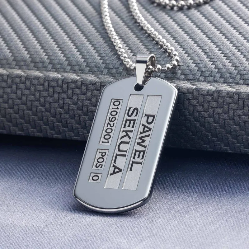 Dog Tag Army mit 3D-Gravur - Wolfram Militär Kette
