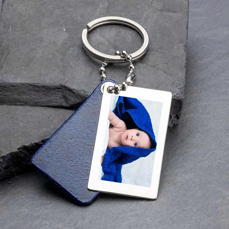 Ihr Foto, Ihr Design: Schlüsselanhänger aus Blauem Leder