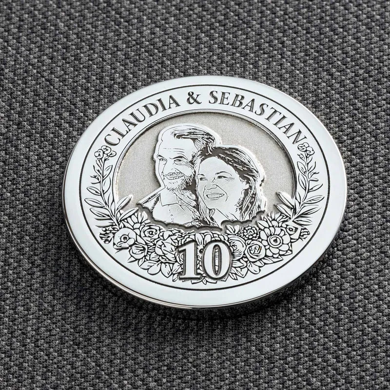 Personalisierte Münze zum 10. Hochzeitstag