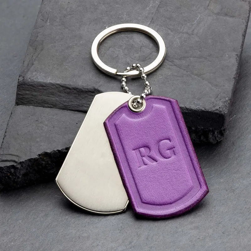 Titan Schlüsselanhänger mit Lila Leder Monogramm