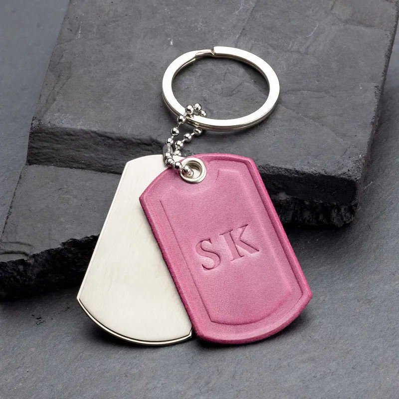 Luxus Personalisierter Schlüsselanhänger aus Titan und Pink Leder