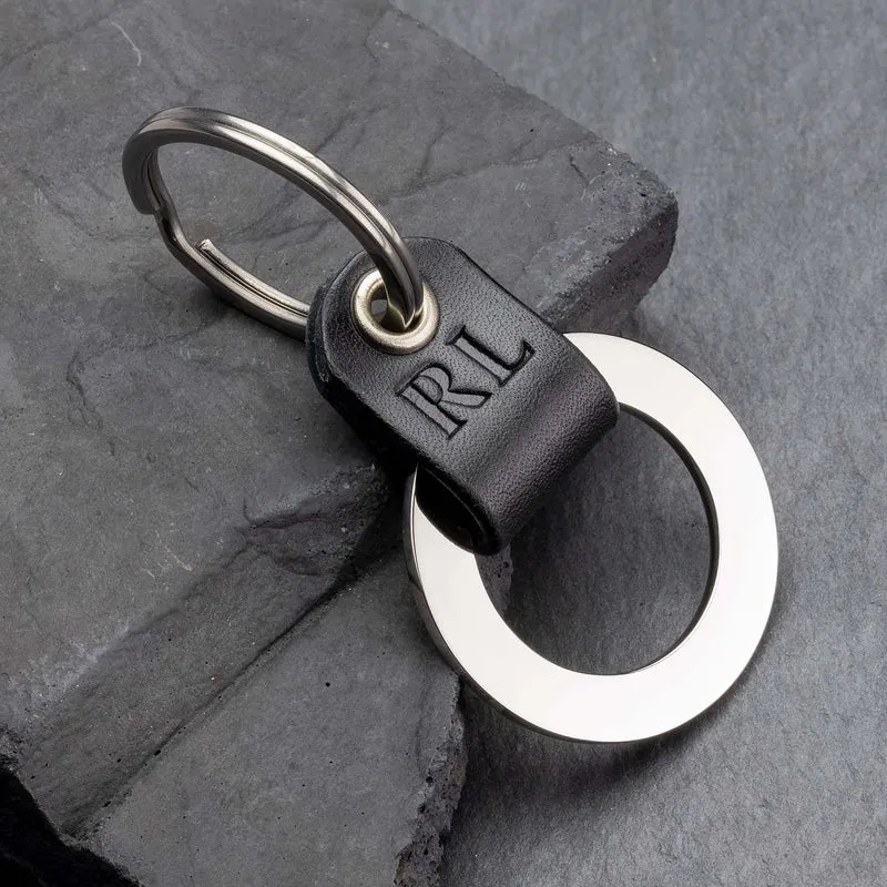 Luxus Personalisierter Schwarz Leder Schlüsselanhänger
