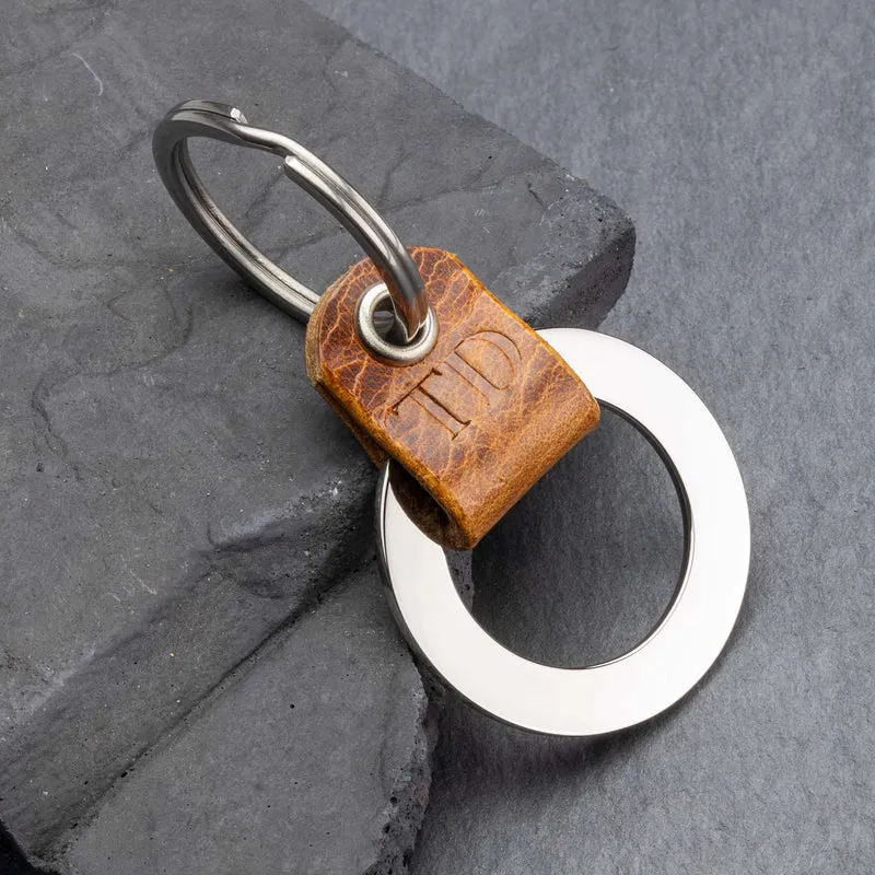 Personalisierter Leder Schlüsselanhänger aus Badalassi Carlo Cognac Leder
