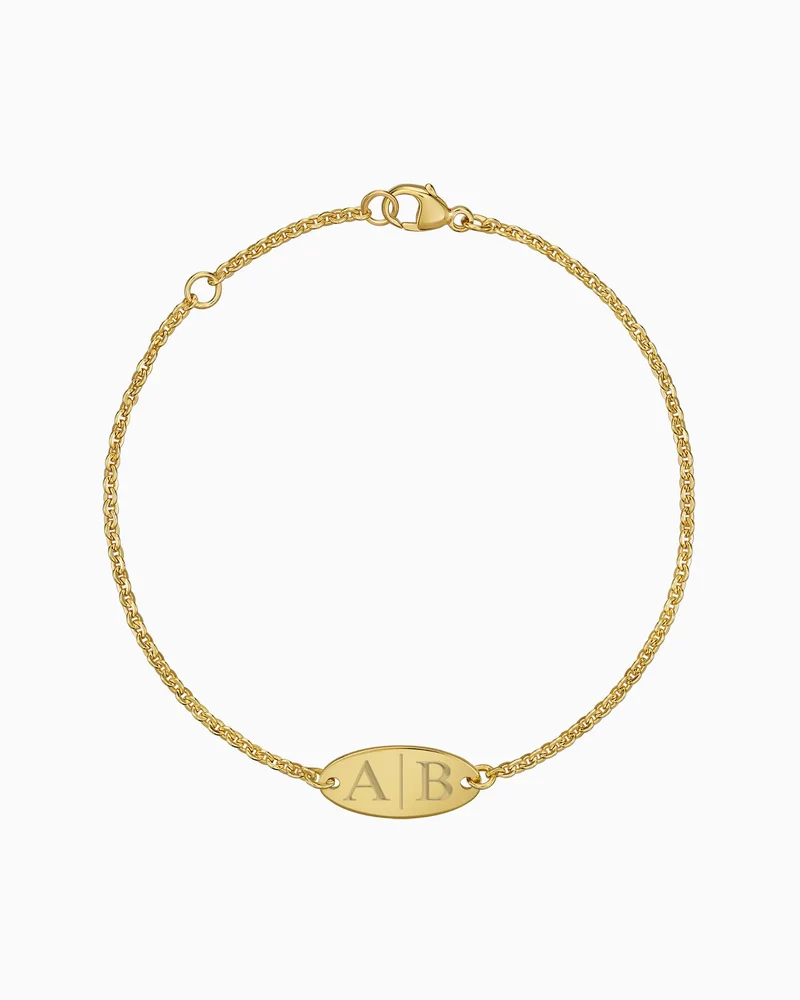 Initialen Gravurarmband Gravurplatte Oval