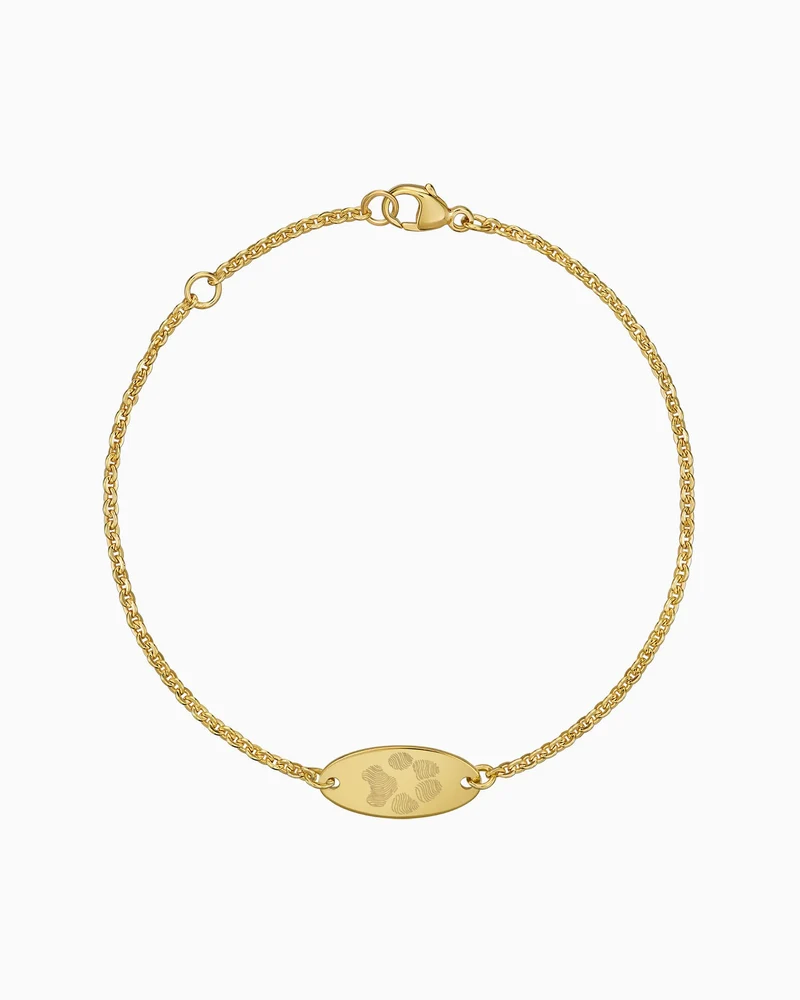 Pfotenabdruck Gravurarmband Gravurplatte Oval
