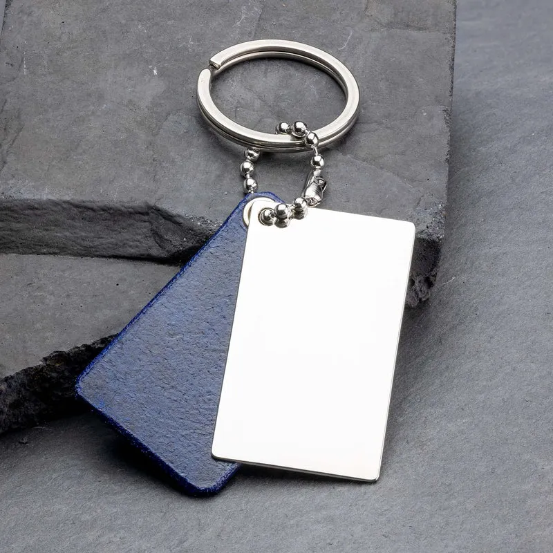 Personalisierter Schlüsselanhänger aus Blau Leder
