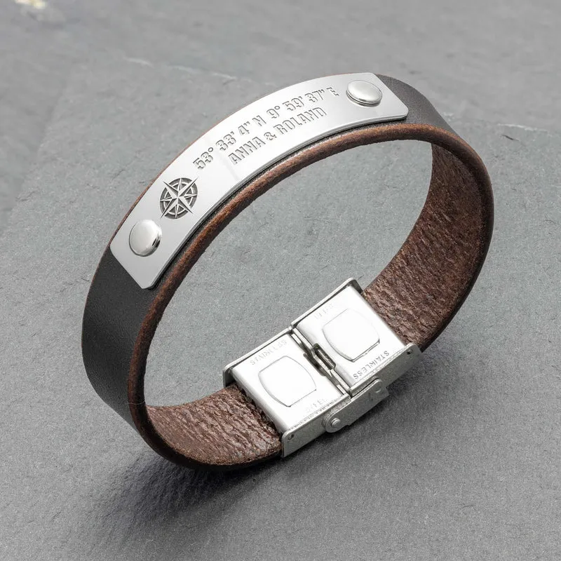 Armband mit Gravur: Hergestellt aus Titan und Leder