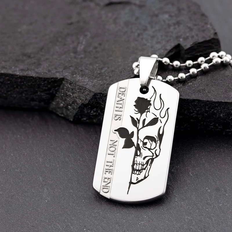 Cooler, robuster und persönlicher Totenkopf und Rose Anhänger