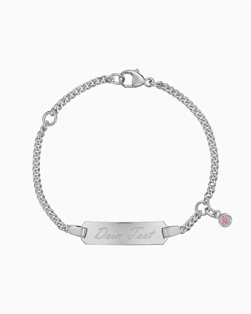 Gravurarmband Gravurplatte Zirkonia Pink