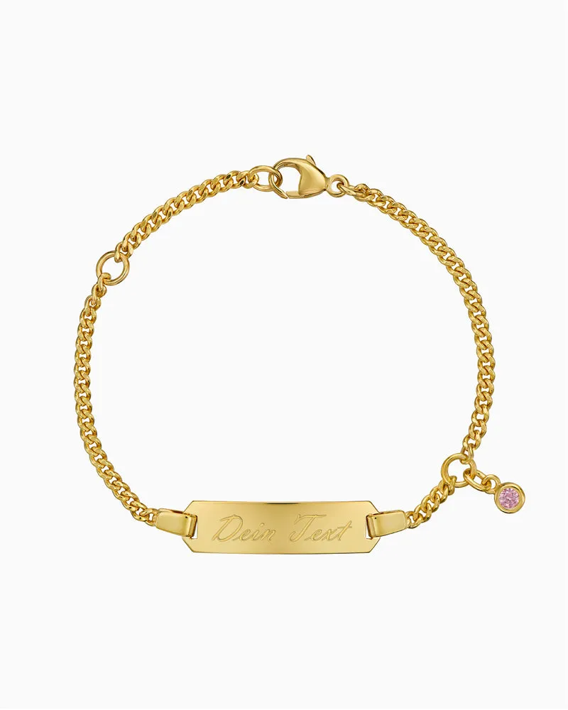 Gravurarmband Gravurplatte Zirkonia Pink