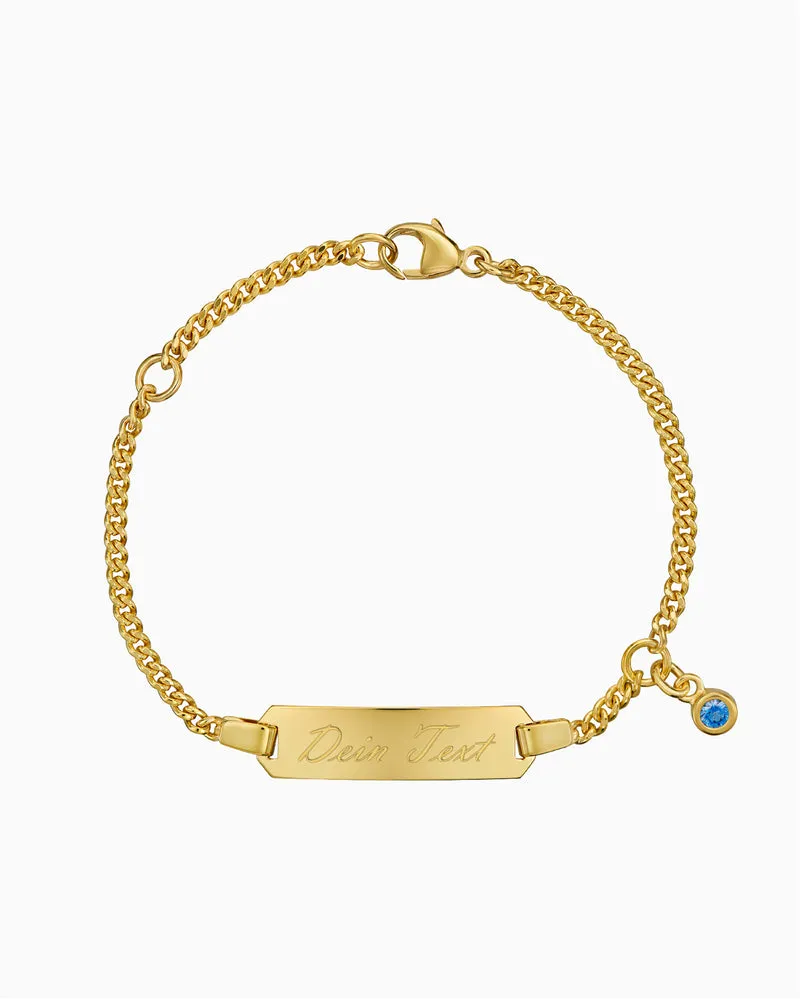 Gravurarmband Gravurplatte Zirkonia Blau