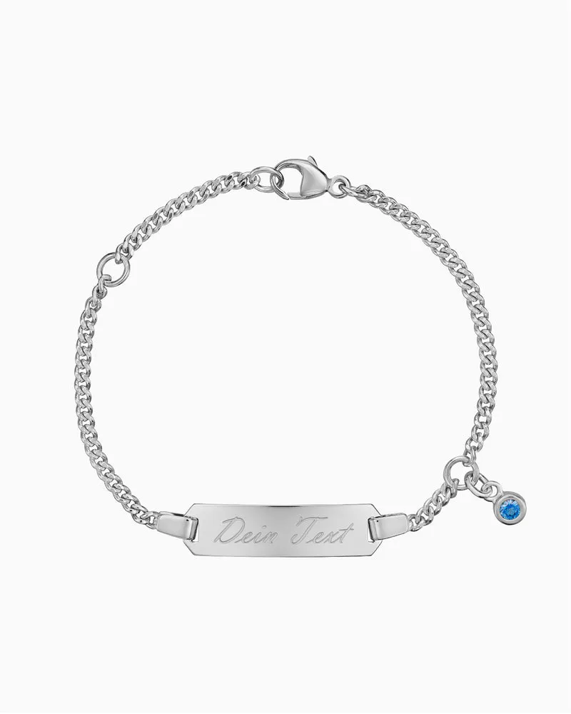 Gravurarmband Gravurplatte Zirkonia Blau