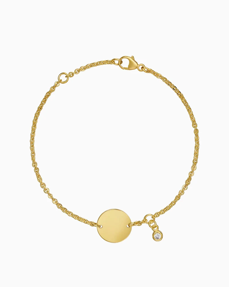 Gravurarmband Gravurplatte Rund Zirkonia