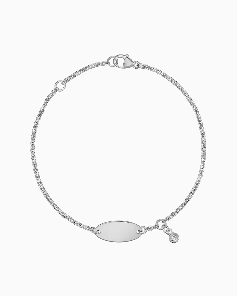 Gravurarmband Gravurplatte Oval Zirkonia