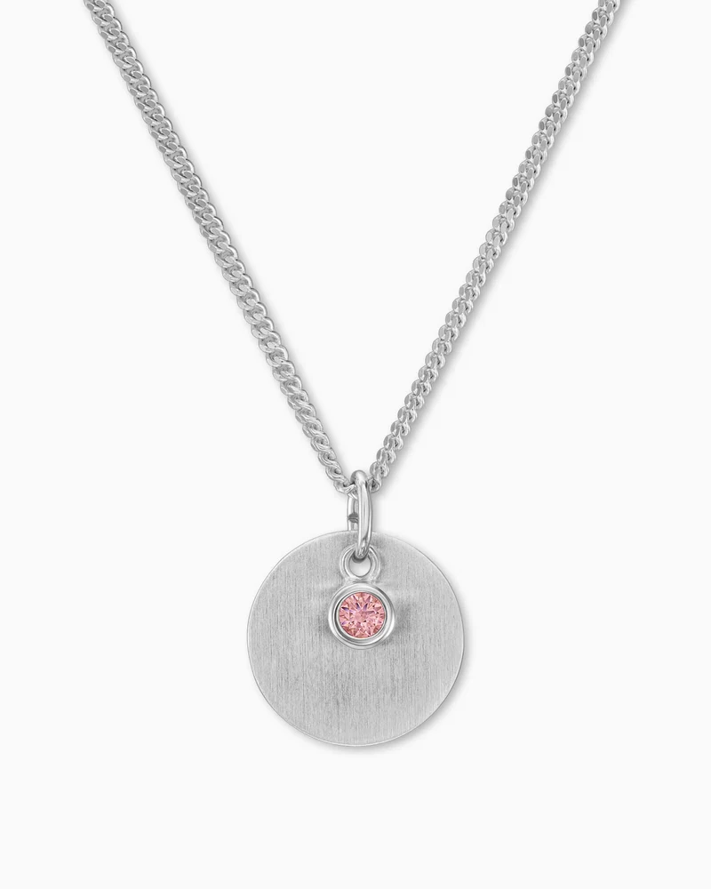 Gravurplatten Anhänger Halskette Zirkonia Pink 12mm