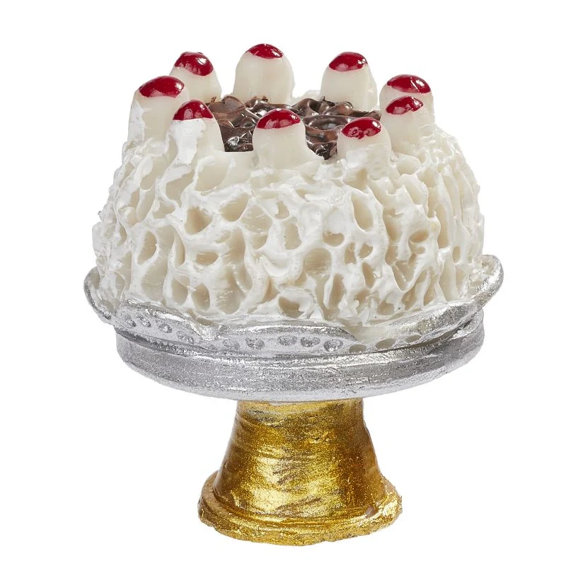 Miniatur-Torte mit Kirschen auf Kuchenplatte 1:12