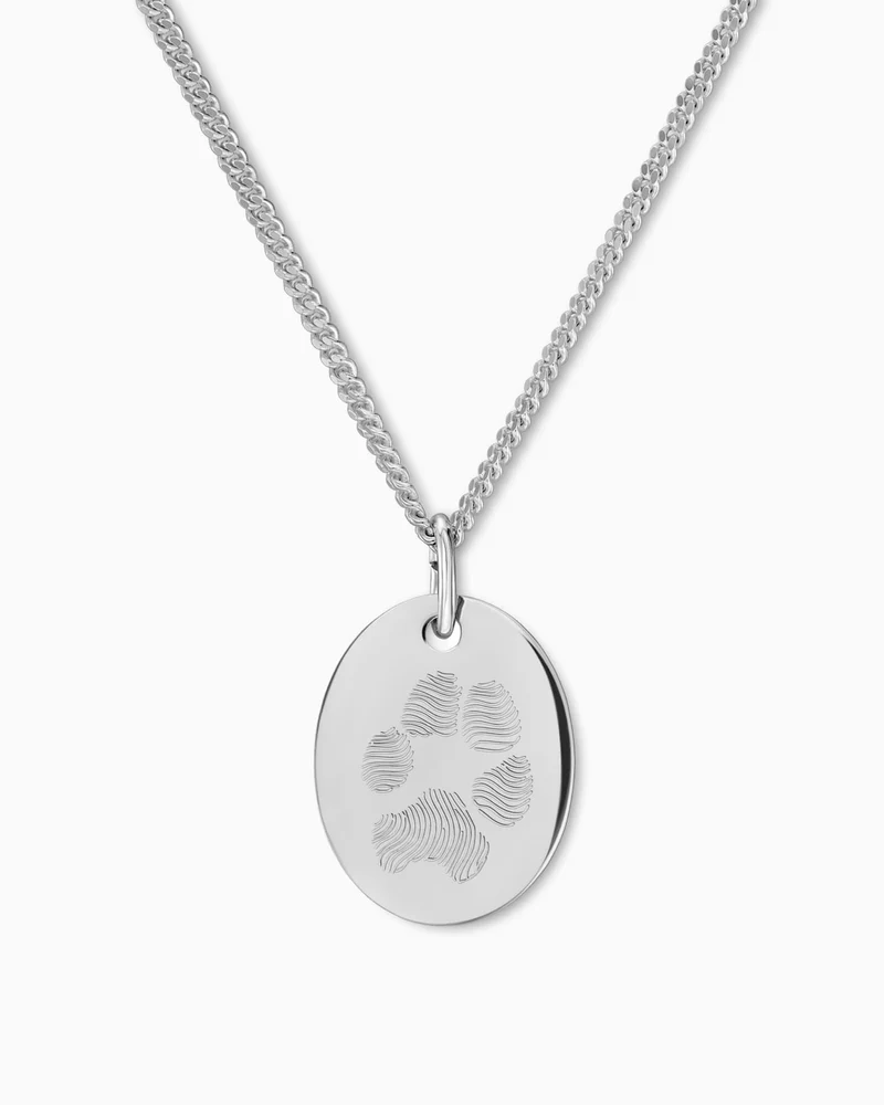 Pfotenabdruck Gravurplatten Halskette Anhänger Oval