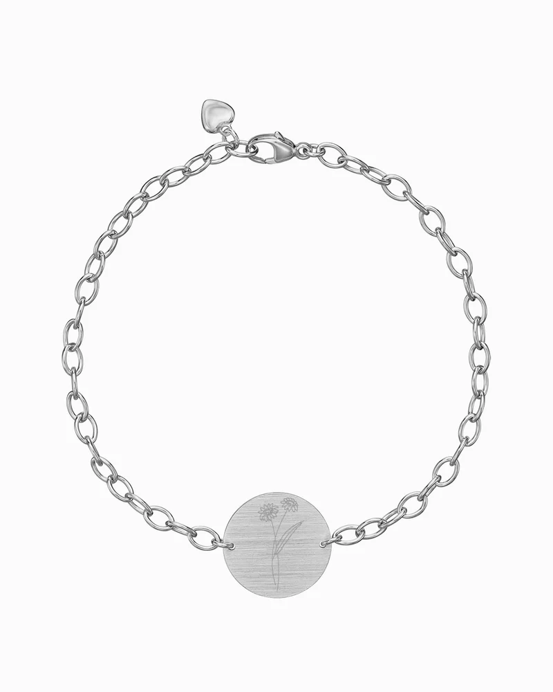 Geburtsblume Gravurarmband Gravurplatte Rund
