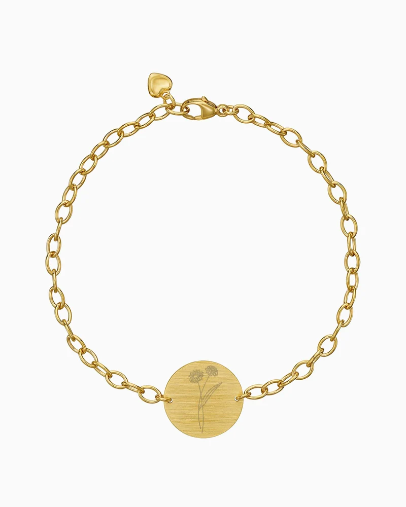 Geburtsblume Gravurarmband Gravurplatte Rund