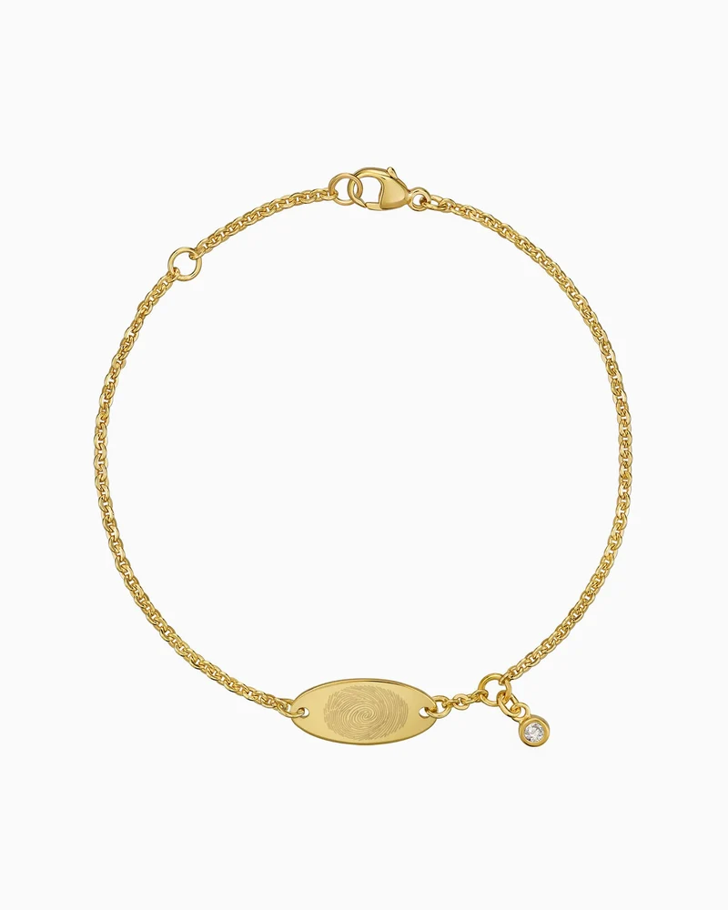 Fingerabdruck Gravurarmband Gravurplatte Oval Zirkonia