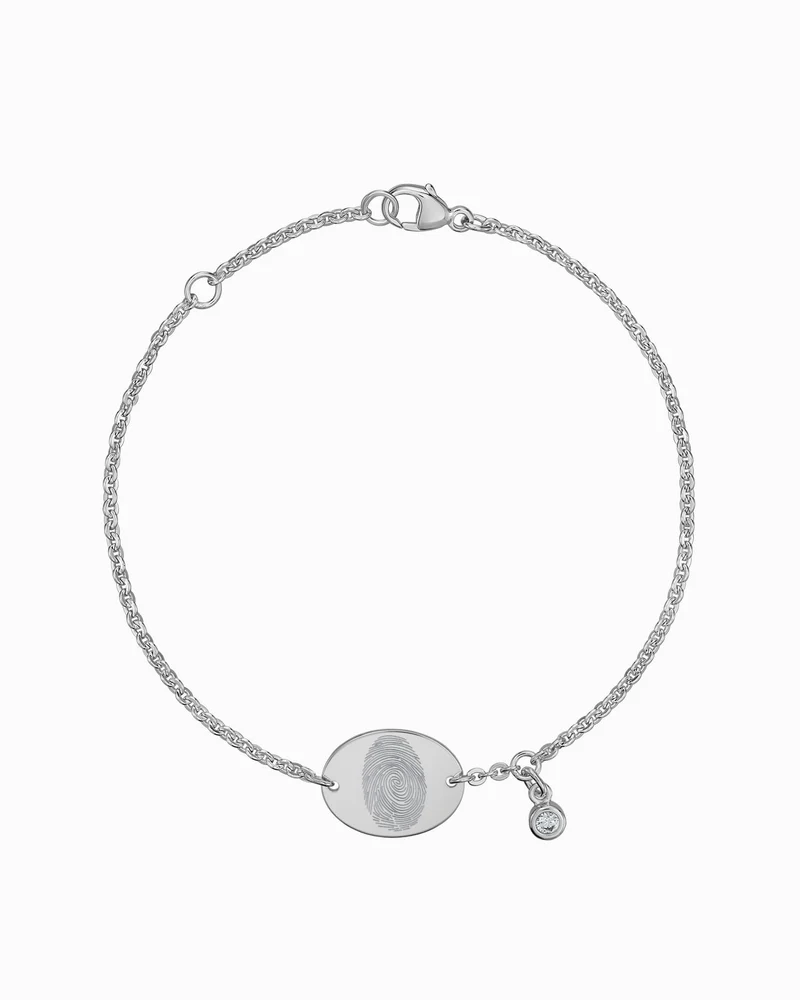 Fingerabdruck Gravurarmband Gravurplatte Oval Zirkonia
