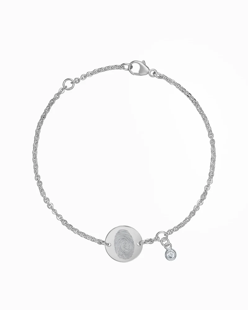 Fingerabdruck Gravurarmband Gravurplatte Rund Zirkonia