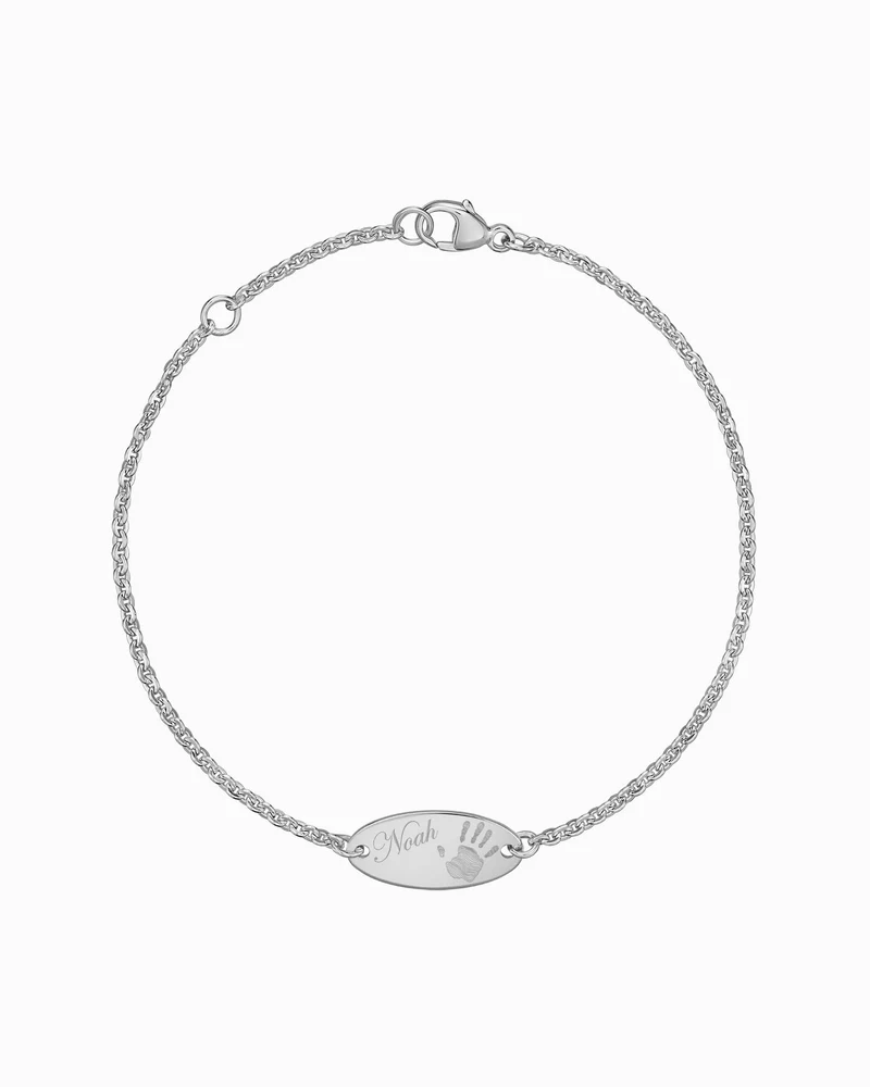 Handabdruck Gravurarmband Gravurplatte Oval
