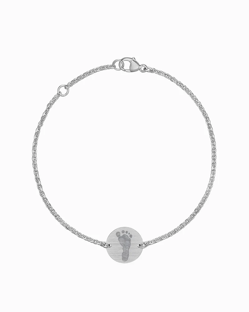 Fußabdruck Gravurarmband Gravurplatte Rund
