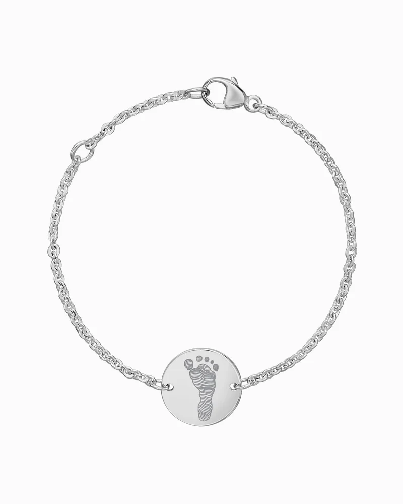 Fußabdruck Gravurarmband Gravurplatte Rund