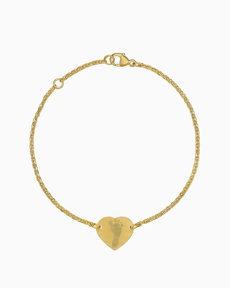 Fußabdruck Gravurarmband Gravurplatte Herz