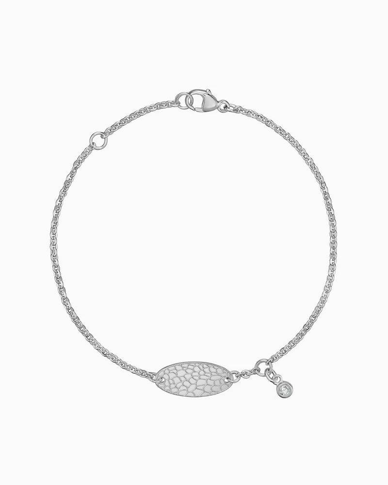 Pfotenabdruck Gravurarmband Gravurplatte Oval Zirkonia