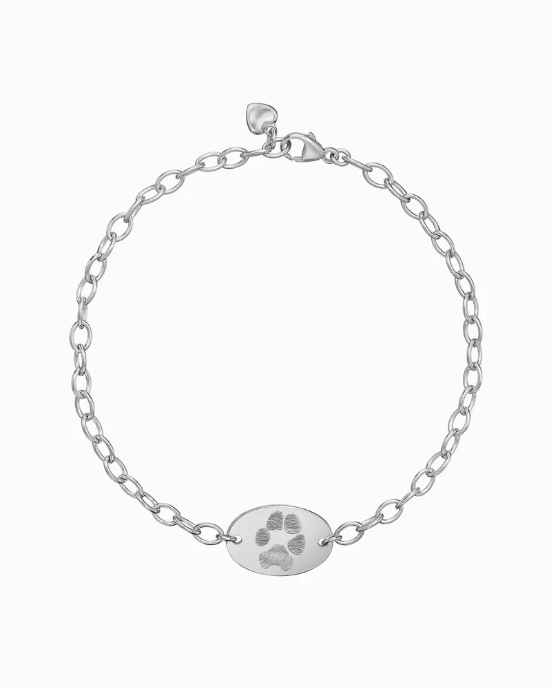 Pfotenabdruck Gravurarmband Gravurplatte Oval