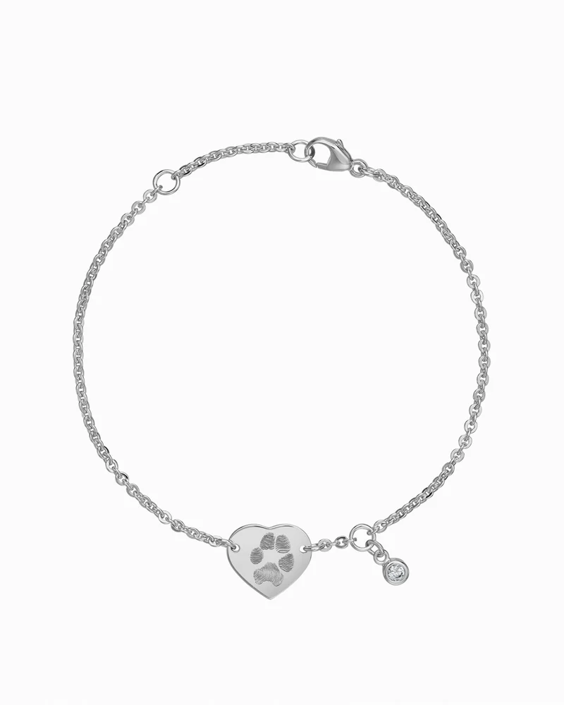 Pfotenabdruck Gravurarmband Gravurplatte Herz Zirkonia