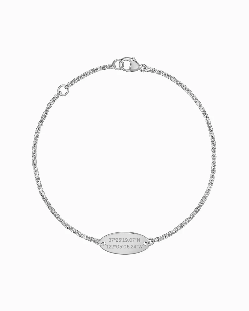 Koordinaten Gravurarmband Gravurplatte Oval