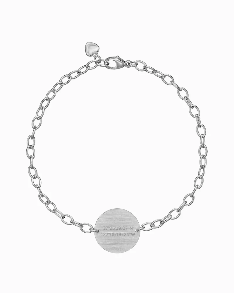 Koordinaten Gravurarmband Gravurplatte Rund