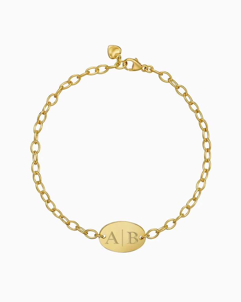 Initialen Gravurarmband Gravurplatte Oval