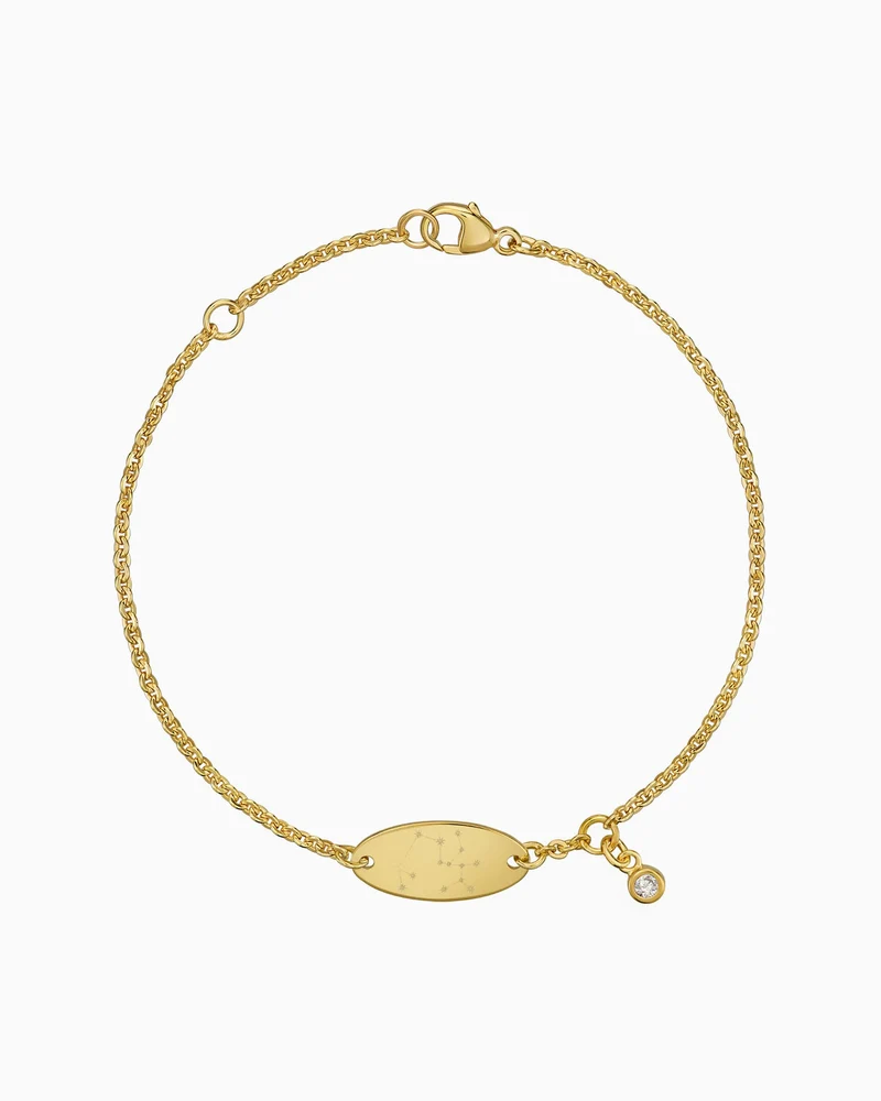 Sternzeichen Gravurarmband Gravurplatte Oval Zirkonia