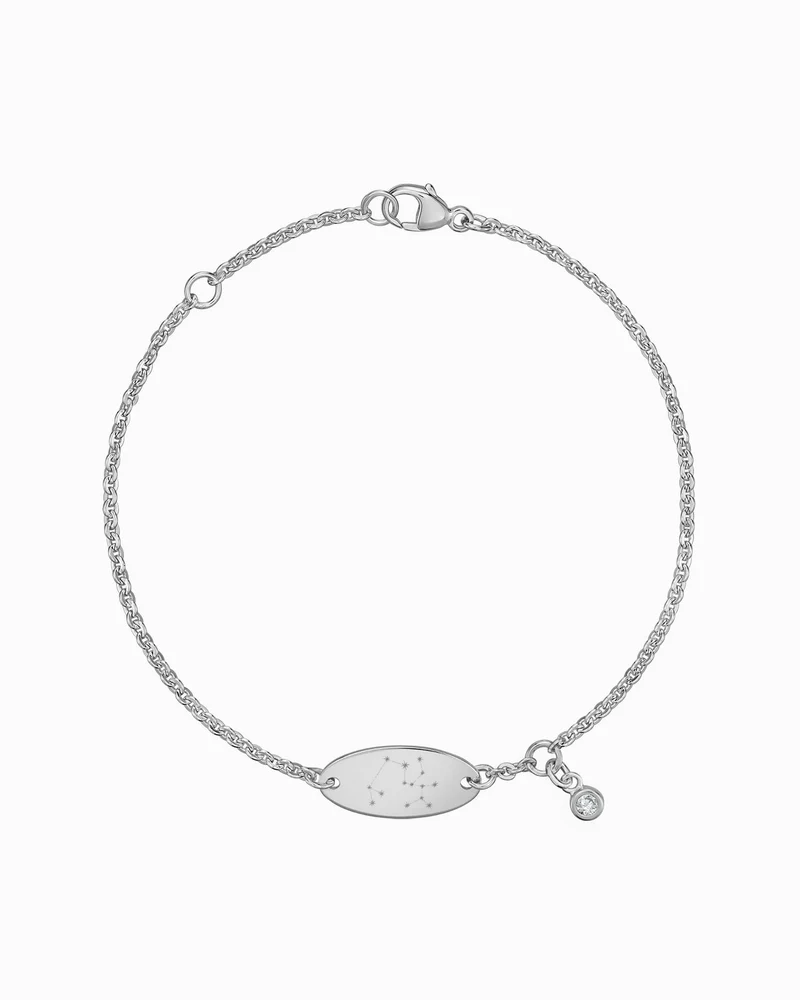Sternzeichen Gravurarmband Gravurplatte Oval Zirkonia