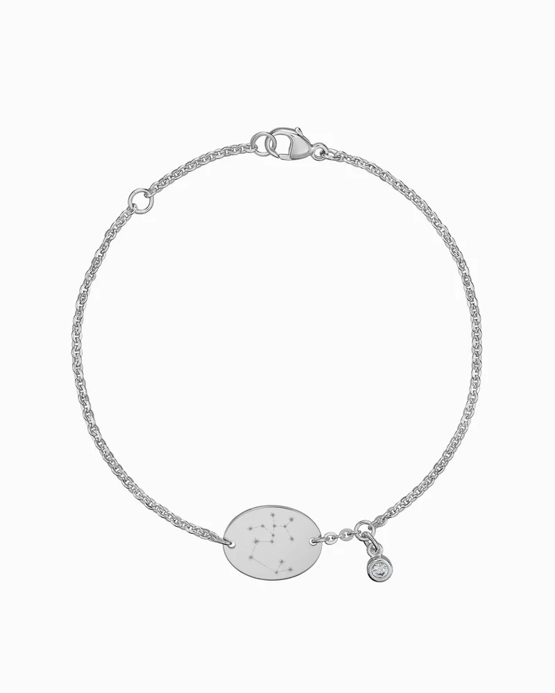 Sternzeichen Gravurarmband Gravurplatte Oval Zirkonia