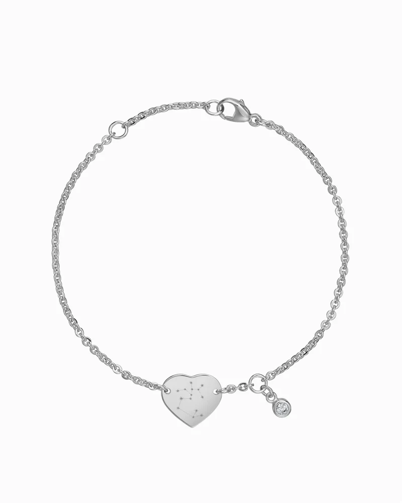 Sternzeichen Gravurarmband Gravurplatte Herz Zirkonia