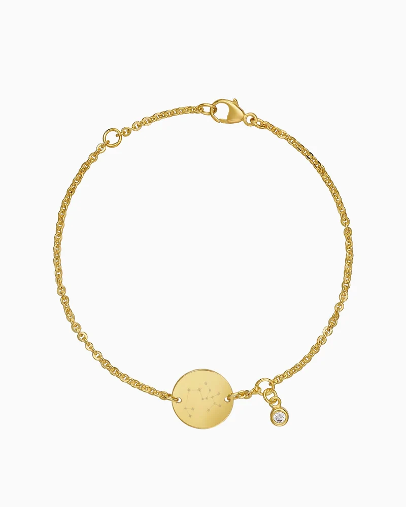 Sternzeichen Gravurarmband Gravurplatte Rund Zirkonia