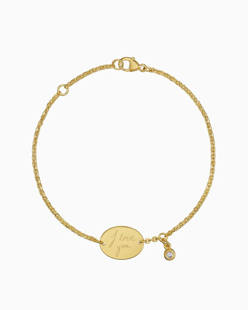 Handschrift Upload Gravurarmband Gravurplatte Oval Zirkonia
