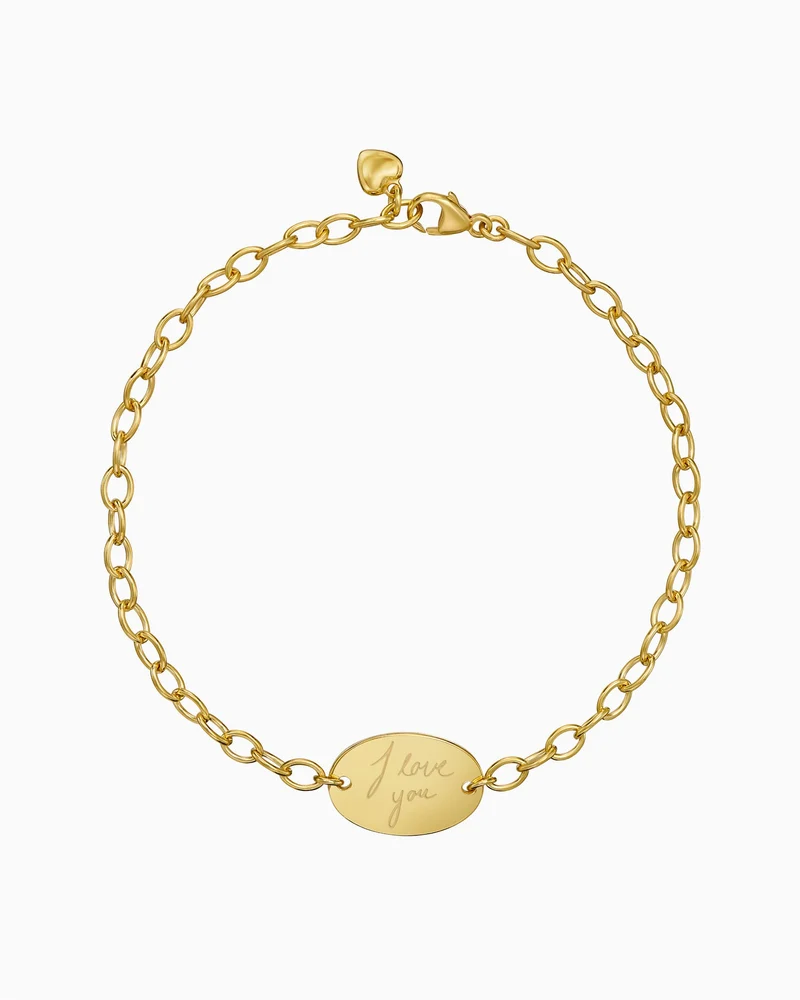 Handschrift Upload Gravurarmband Gravurplatte Oval