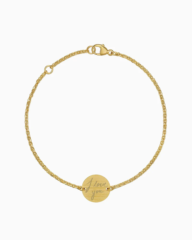 Handschrift Upload Gravurarmband Gravurplatte Rund