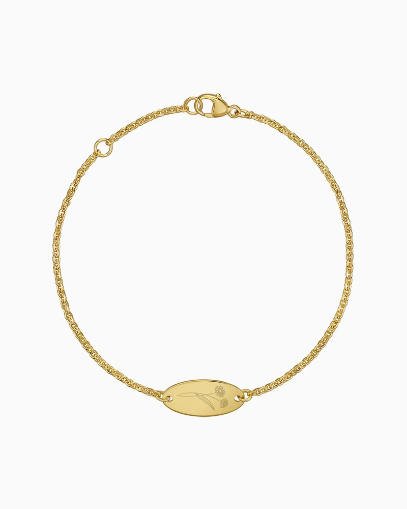 Geburtsblume Gravurarmband Gravurplatte Oval