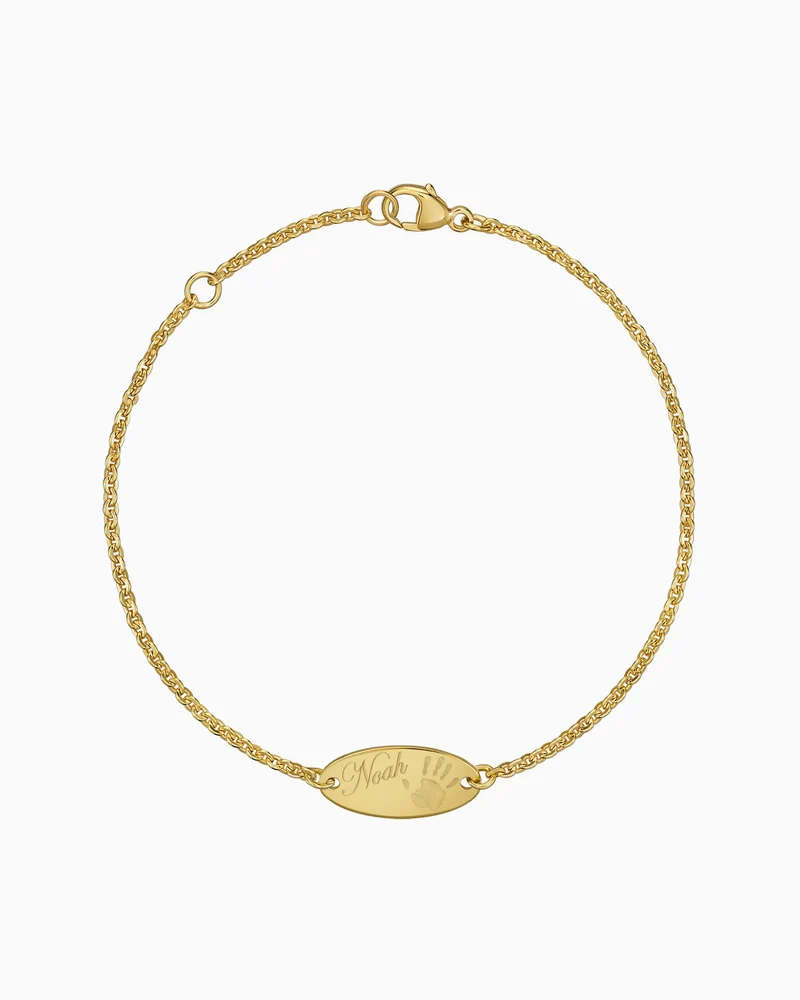 Handabdruck Gravurarmband Gravurplatte Oval